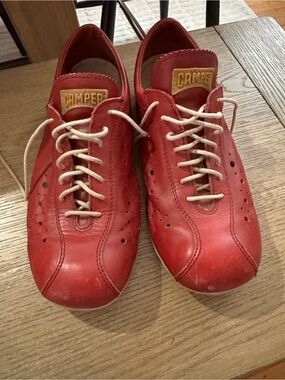 Vintage Camper Peu Red Leather Sneakers - Sz 39